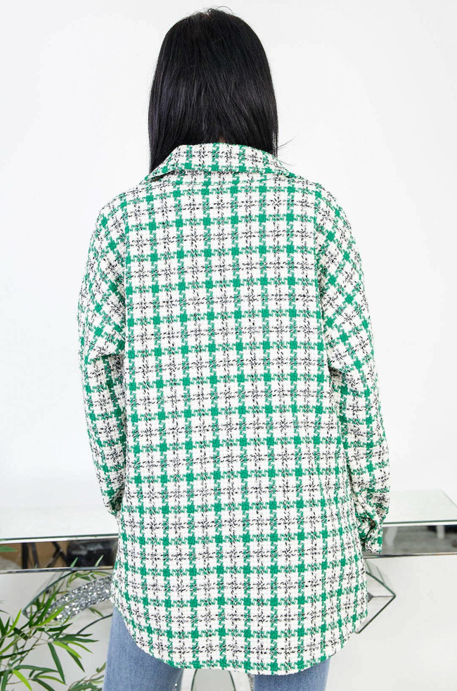 NARZUTA KOSZULOWA W BIAŁO-ZIELONĄ PEPITKĘ 