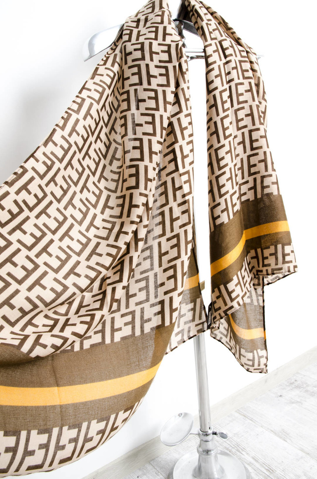 BEŻOWO-BRĄZOWY SZAL WE WZORY