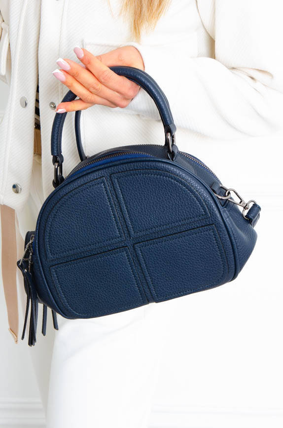 TOREBKA KUFEREK Z OZDOBNYM SZYCIEM- GRANATOWA