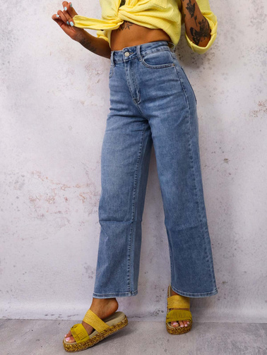 SPODNIE JEANSOWE Z SZEROKIMI NOGAWKAMI I WYSOKIM STANEM