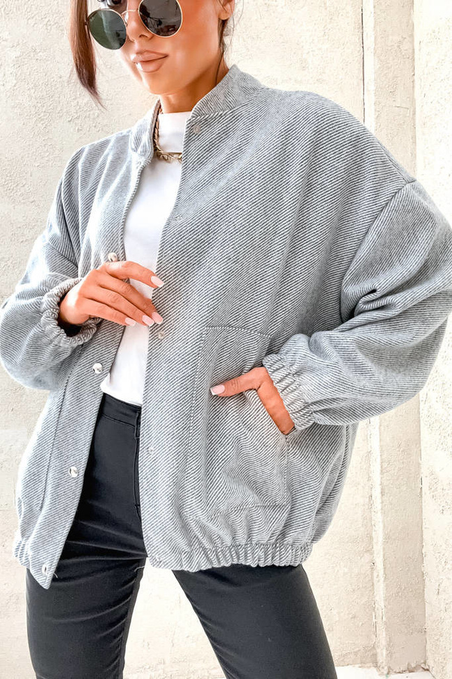 KURTKA BOMBERKA OVERSIZE- SZARA