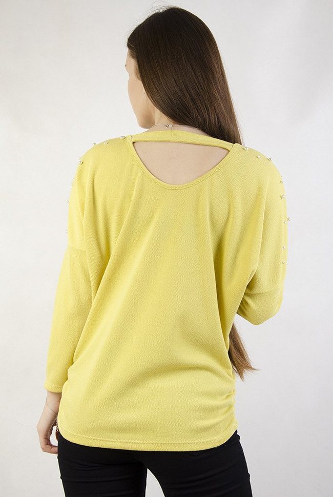 Żółta bluzka z perełkami