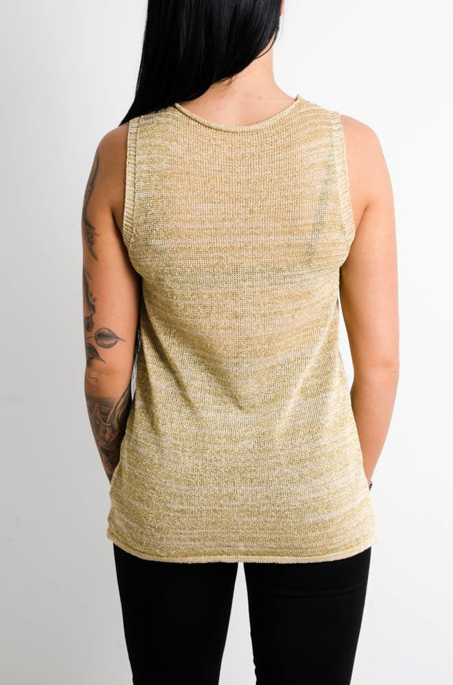 ZŁOTY LUŹNY TOP Z DZIANINY Z KIESZONKĄ