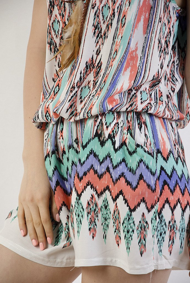 Kombinezon w kolorowe wzory na rzemykach 