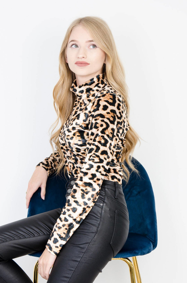 ZŁOTE WELUROWE BODY W PANTERKĘ