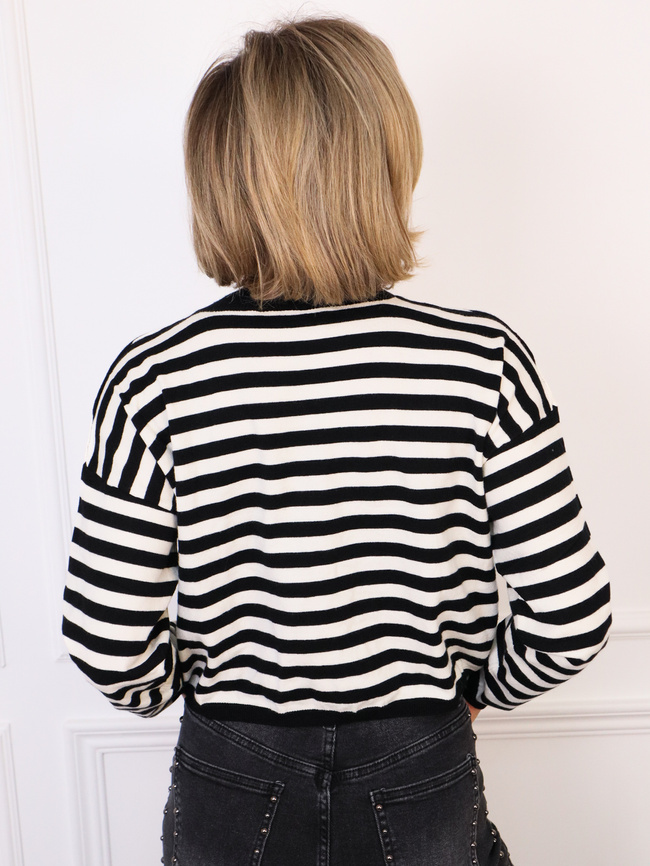 SWETEREK OVERSIZE W BIAŁO- CZARNE PASKI