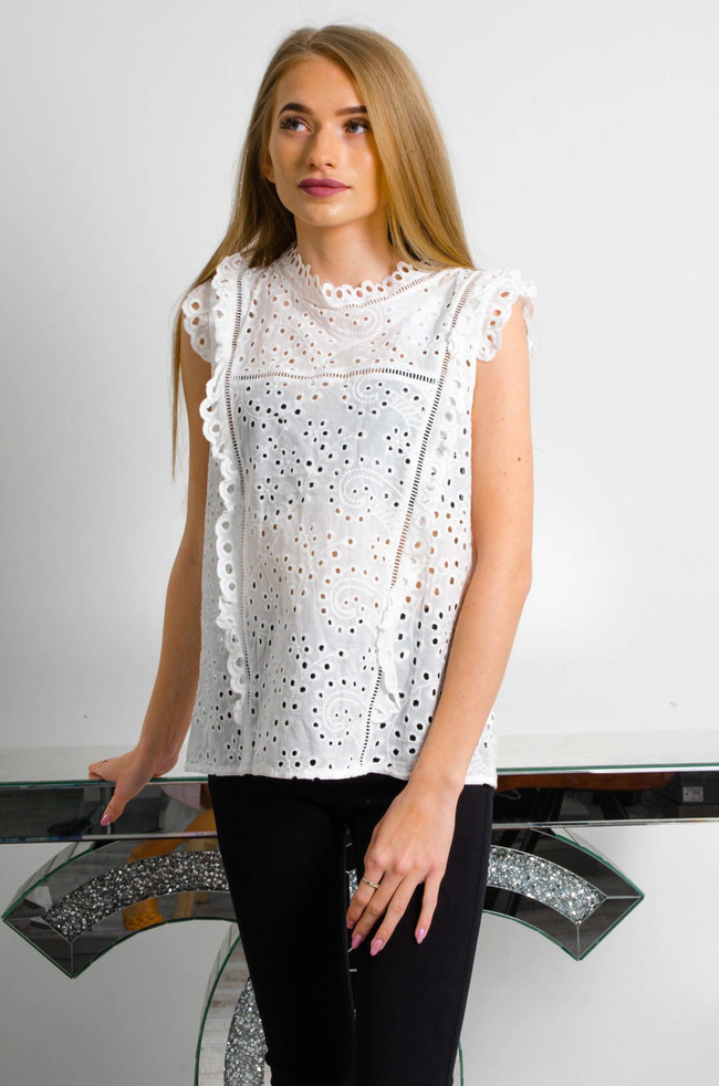 BIAŁA BLUZKA AŻUROWA