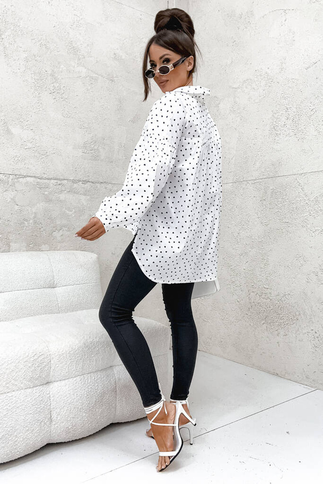 KOSZULA OVERSIZE W SERDUSZKA- BIAŁA