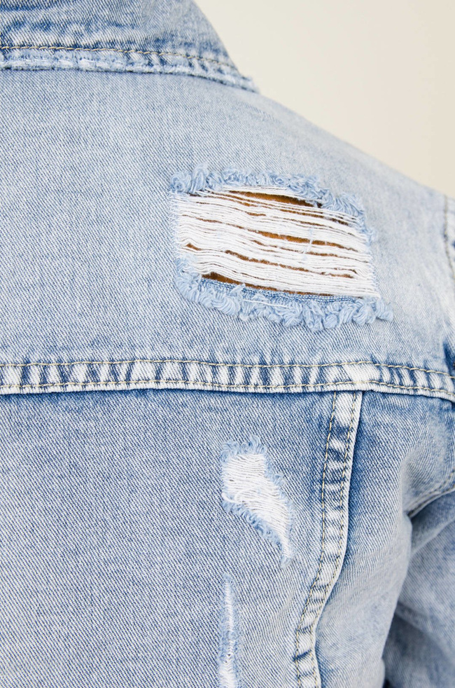 KRÓTKA KURTKA JEANSOWA Z SZARPANIEM I PRZETARCIAMI