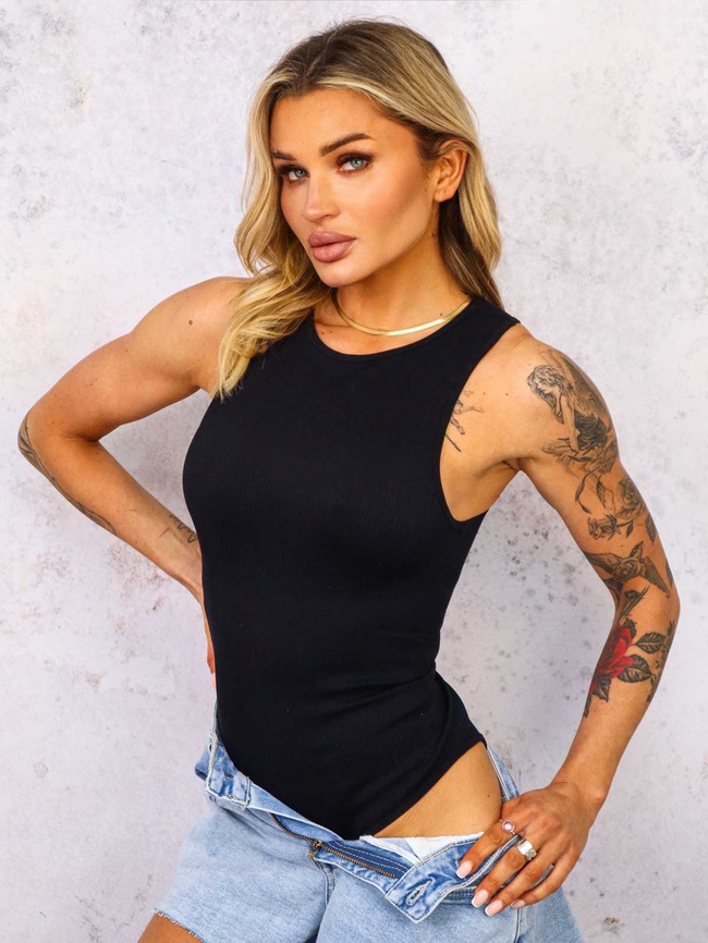 BODY PRĄŻKOWANE MODELUJĄCE- CZARNE