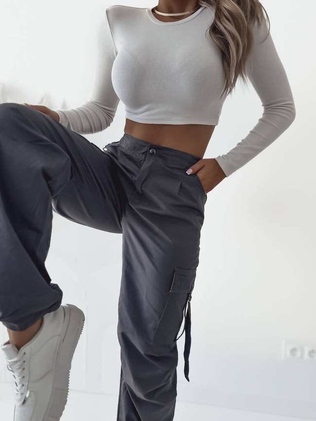 SPODNIE SPADOCHRONOWE Z REGULOWANYMI STOPERAMI- SZARE