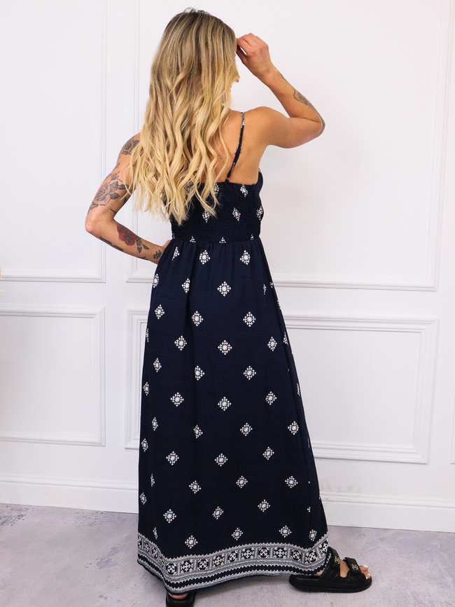 SUKIENKA MAXI WE WZORY- GRANATOWA