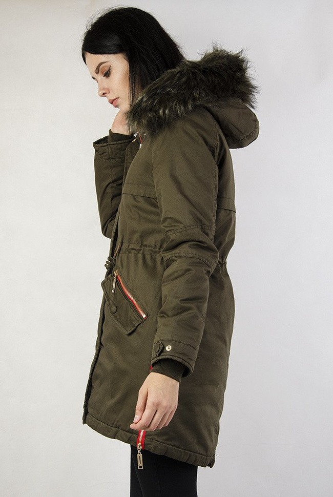 Parka khaki z ociepleniem