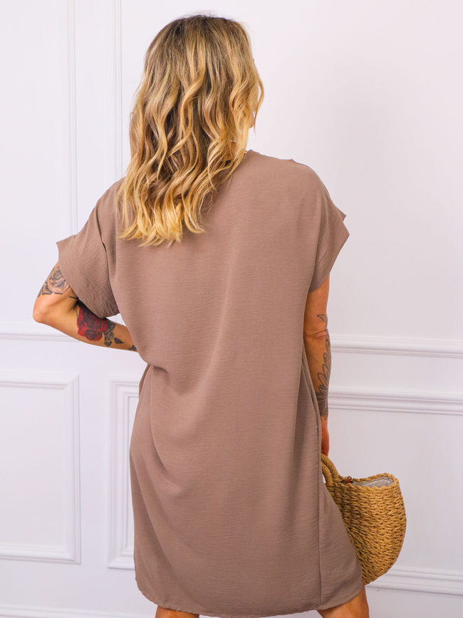SUKIENKA T-SHIRTOWA Z KIESZENIAMI- BRĄZOWA