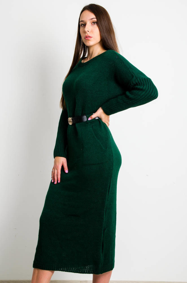 DŁUGA SUKIENKA SWETERKOWA Z PASKIEM