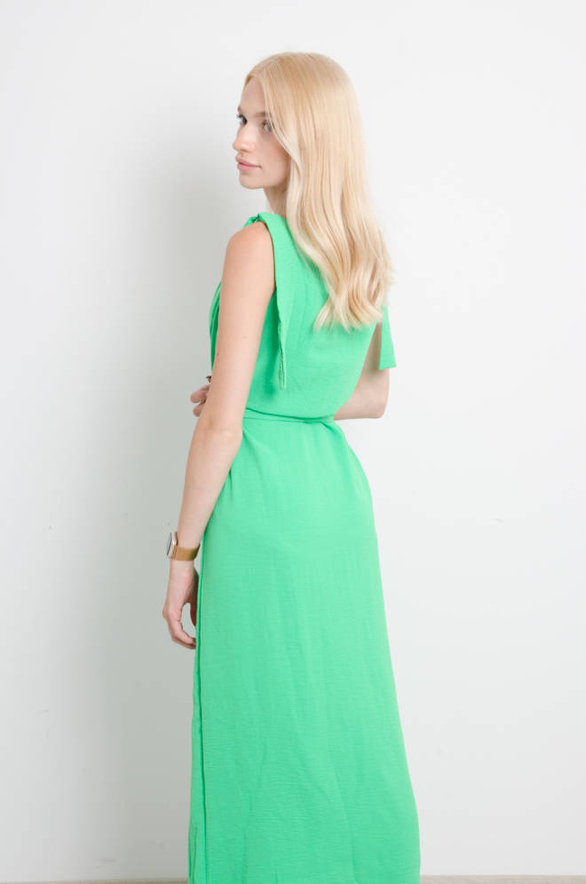 SUKIENKA MIDI Z WIĄZANIEM- ZIELONA