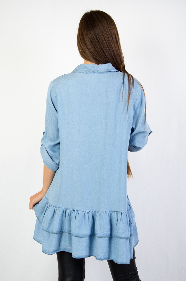 Koszula jeans z falbaną na dole