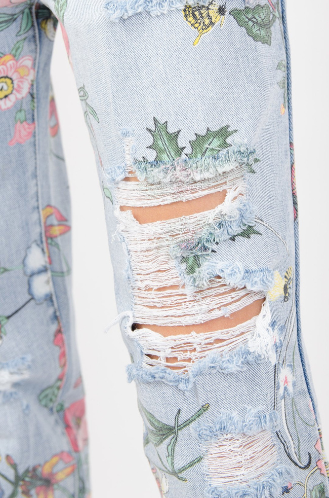 SPODNIE W KWIATY TYPU RELAXED FIT 