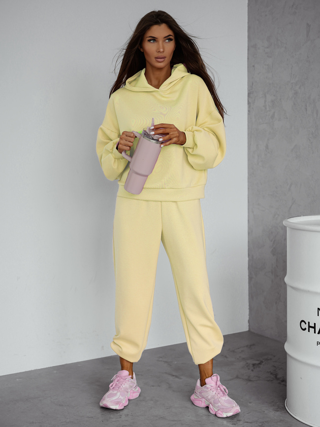 KOMPLET DRESOWY BLUZA Z KAPTUREM+ SPODNIE- ŻÓŁTY