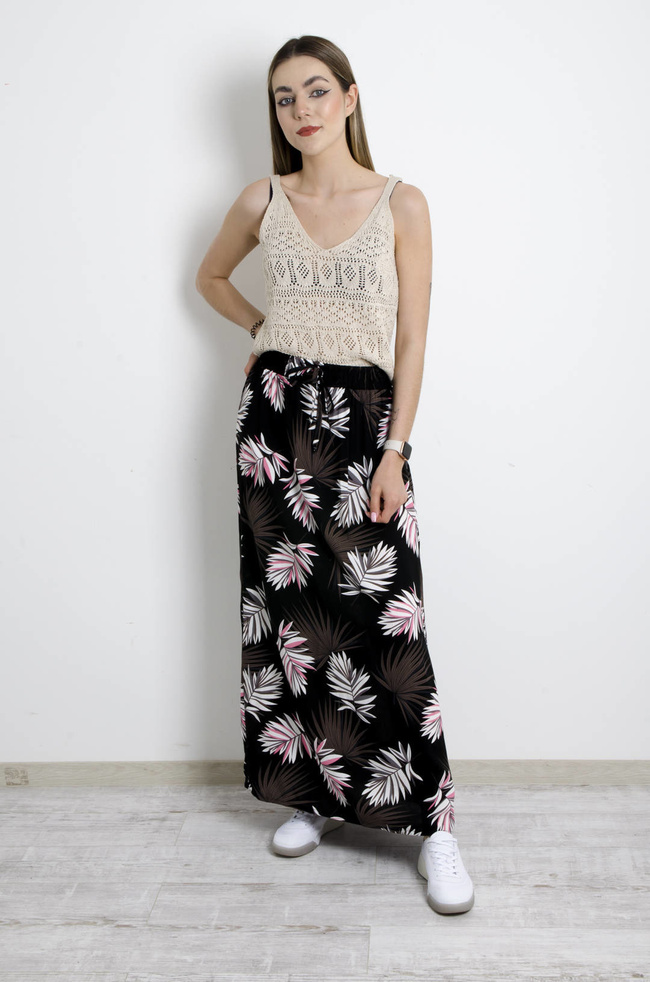 SPÓDNICA WZORZYSTA MAXI-CZARNA 