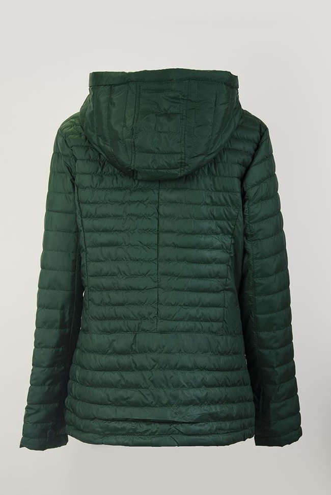 (DUŻE ROZMIARY) Zielona kurtka pikowana z odpinanym kapturem