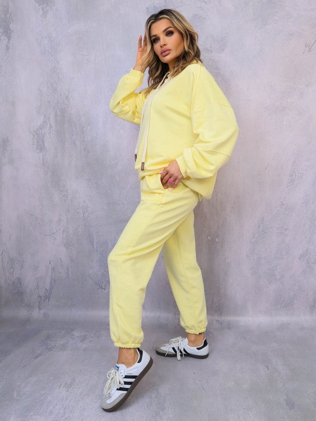 KOMPLET DRESOWY BLUZA Z KAPTUREM+ SPODNIE- ZÓŁTY