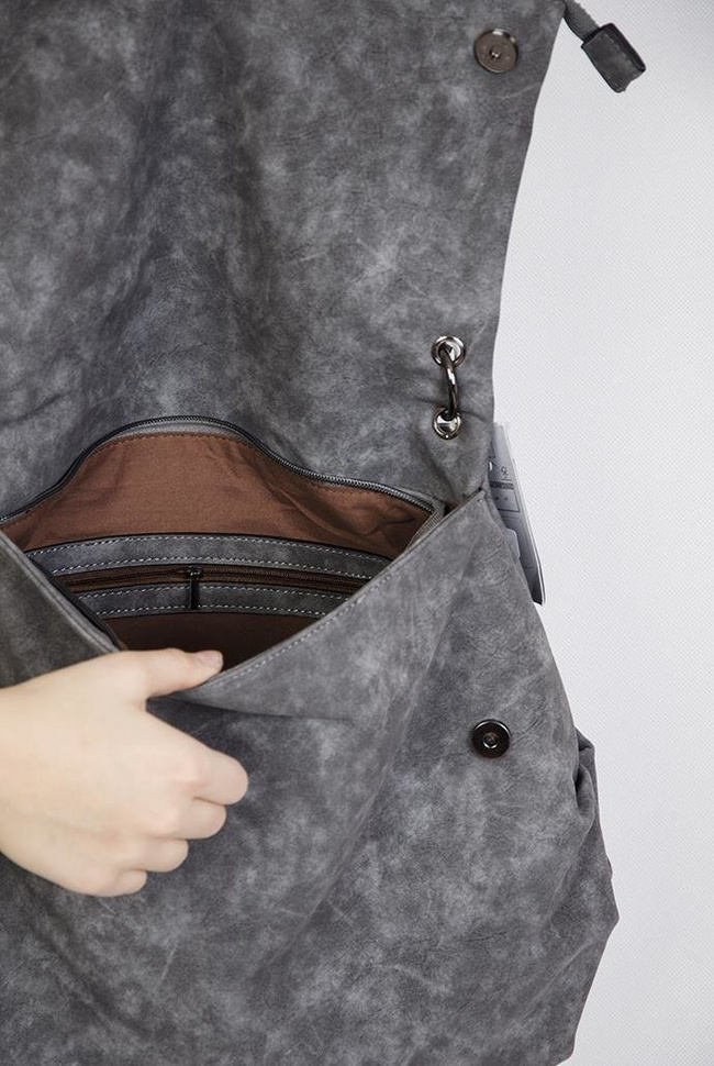 Duża szara torebka z nubuku