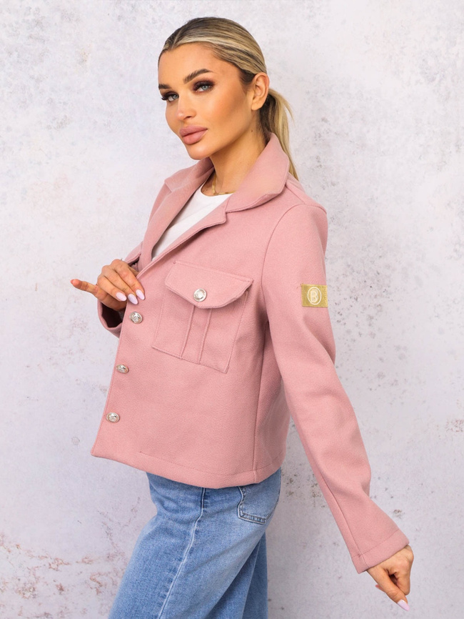 KURTKA Z KOŁNIERZYKIEM ZAPINANA NA GUZIKI- RÓŻOWE