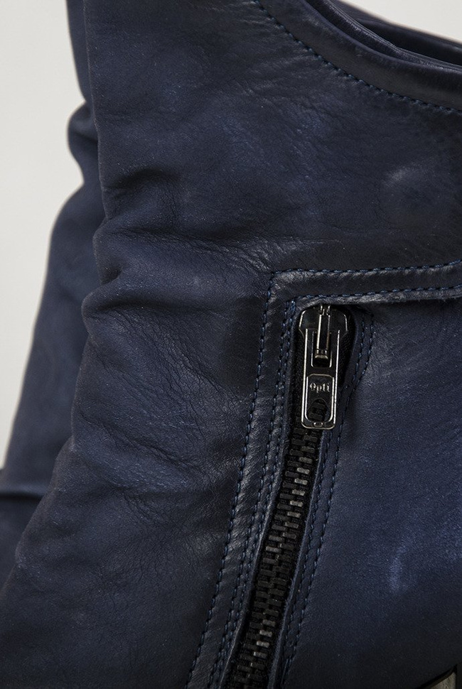 Venezia Granatowe botki ocieplane