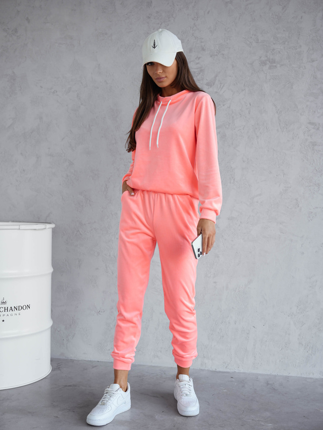 KOMPLET DRESOWY WELUROWY Z KONTRASTOWYMI SZNURKAMI- BRZOSKWINIOWY