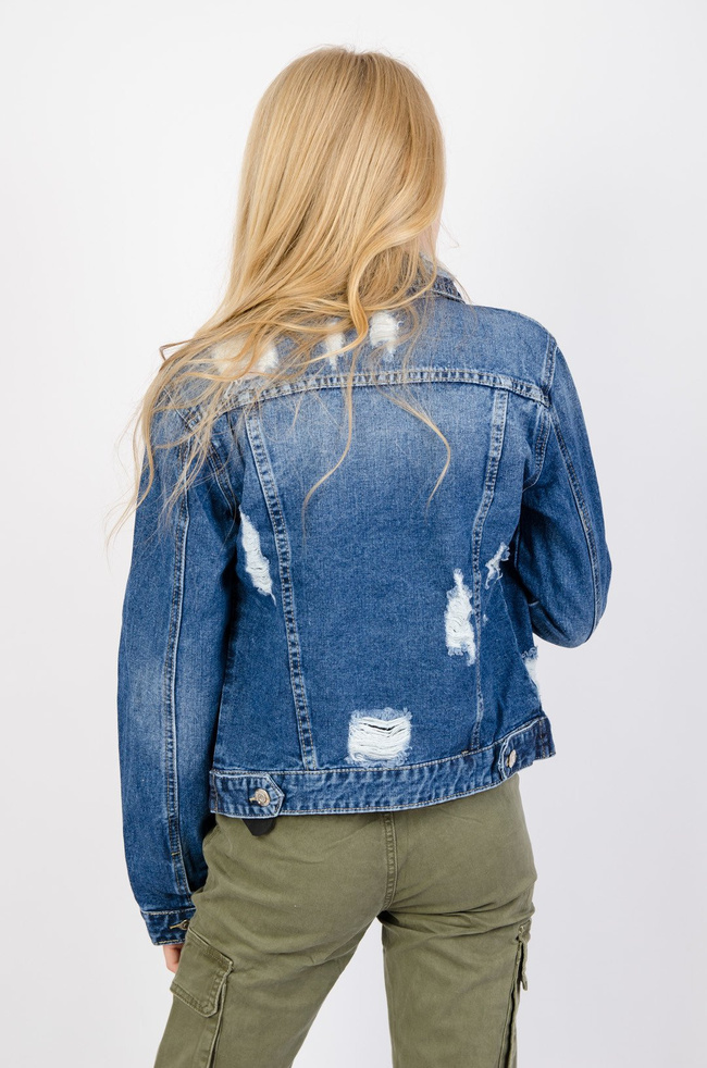 Krótka kurtka jeansowa w kolorze ciemnego jeansu