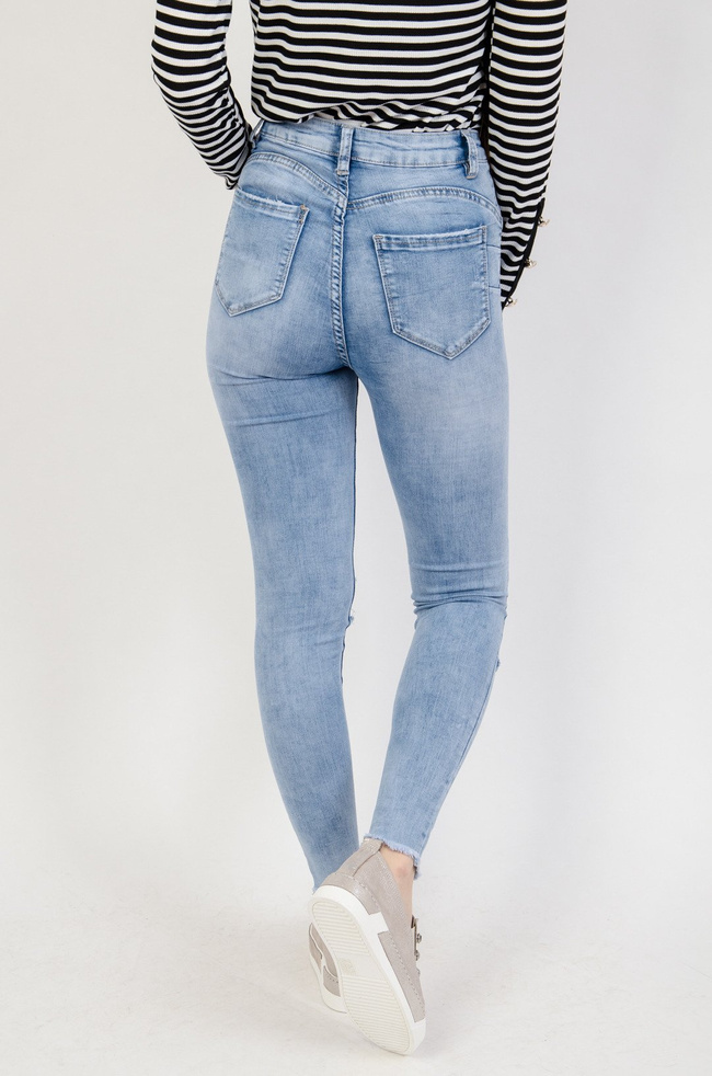Jasne spodnie jeansowe Push Up z dziurami