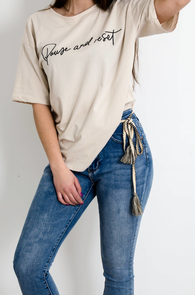 JASNE SPODNIE JEANSOWE TYPU PLUS SIZE Z PASKIEM ( L-4XL )