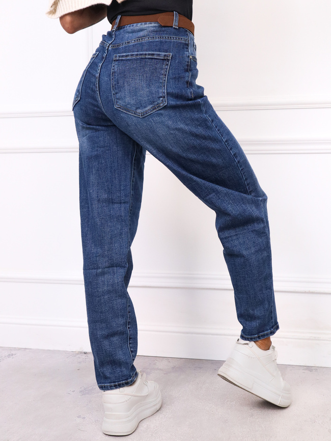 SPODNIE JENASOWE MOM FIT Z WYSOKIM STANEM- NIEBIESKIE