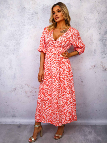 SUKIENKA MAXI W CĘTKI- POMARAŃCZOWA