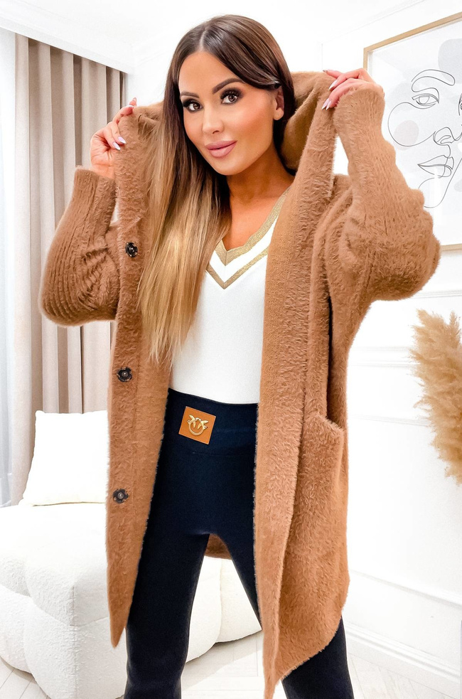 KURTKA ALPAKA Z KAPTUREM- BRĄZ