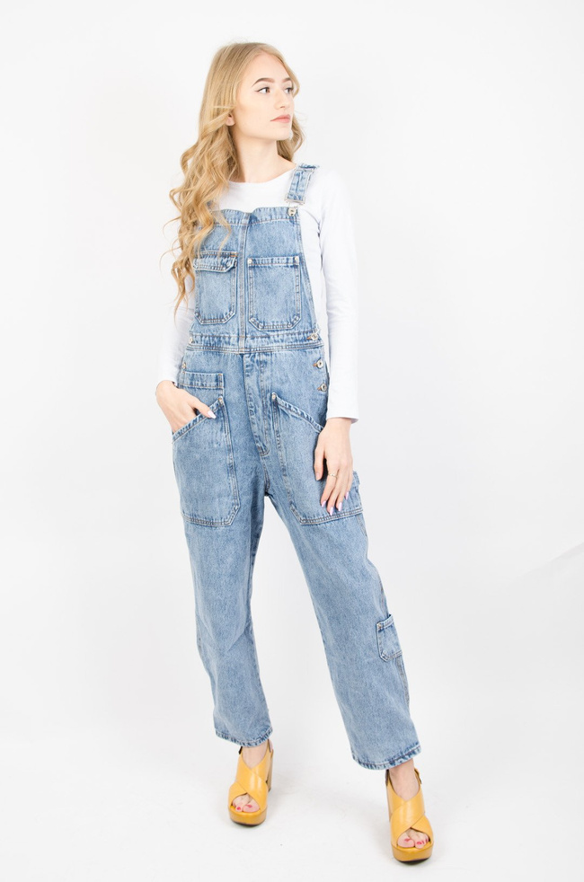 JEANSOWE OGRODNICZKI Z KIESZENIAMI