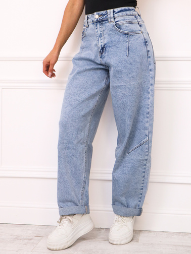 SPODNIE JEANSOWE TYPU BALLOON Z PRZECZYCIAMI- NIEBIESKIE