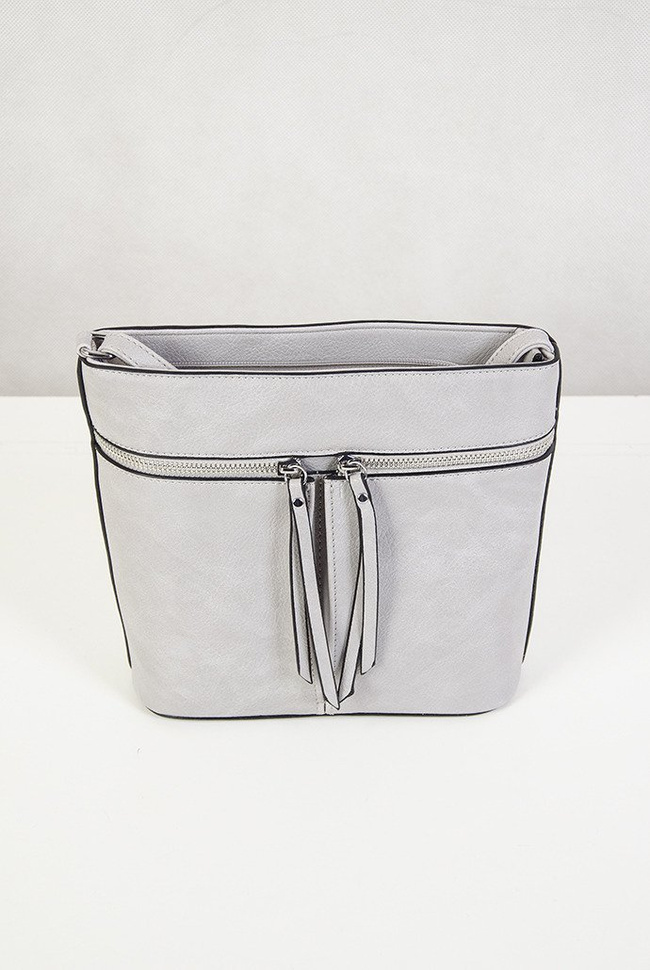 Mała szara torebka z zamkami