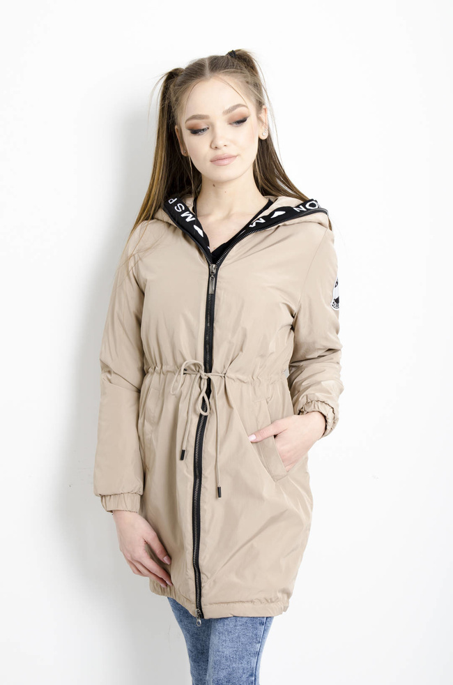 KURTKA PARKA Z KAPTUREM W KOLORZE BEŻOWYM