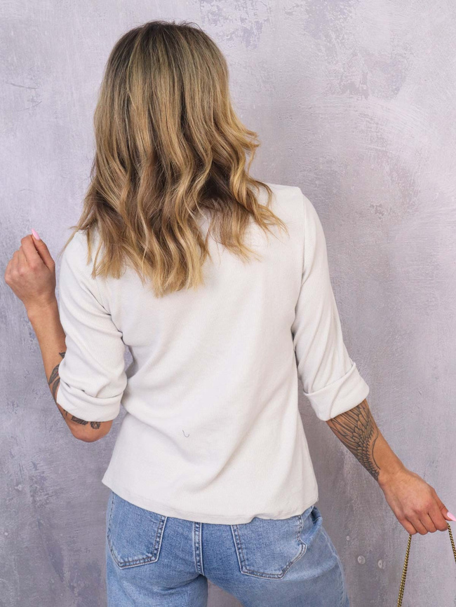 BLUZKA ZAPINANA NA GUZIKI Z PODWIJANYMI RĘKAWAMI- JASNOSZARA