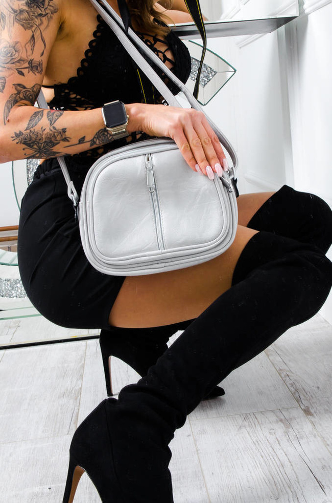 TOREBKA KUFEREK Z OZDOBNYMI ZAMKAMI- SZARA