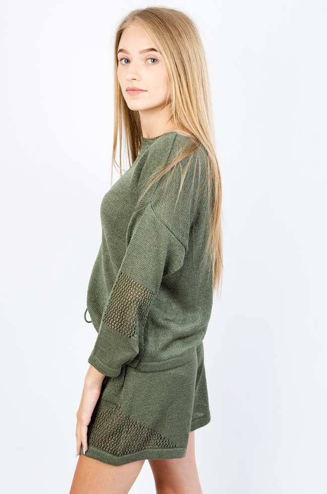 ZIELONY AKRYLOWY KOMPLET SPODENKI + BLUZKA