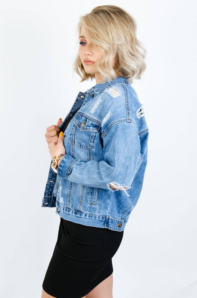 KURTKA JEANSOWA Z ROZCIĘCIAMI NA ŁOKCIACH