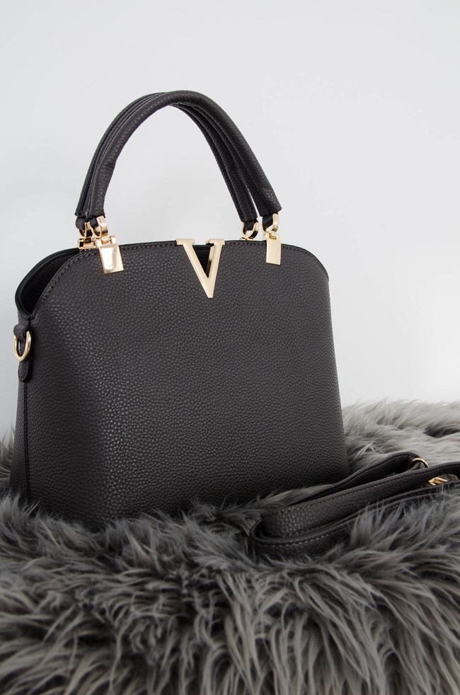 SZARA TOREBKA TYPU KUFEREK-ZŁOTE ZDOBIENIE