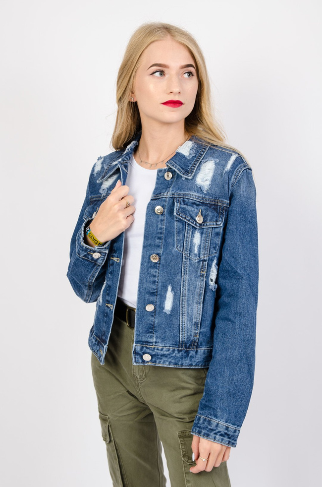 Krótka kurtka jeansowa w kolorze ciemnego jeansu