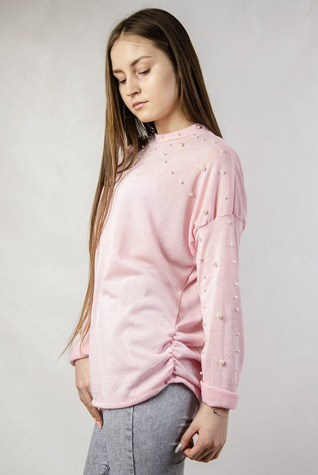 Różowa bluzka z koralikami