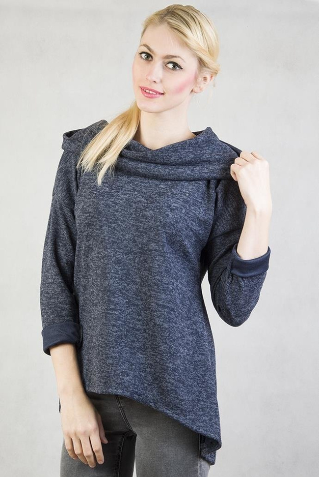 Granatowa, asymetryczna bluzka