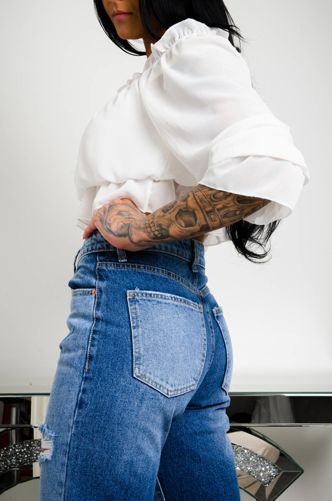 SPODNIE JEANSOWE Z SZEROKIMI NOGAWKAMI I WYSOKIM STANEM - WIDE LEG