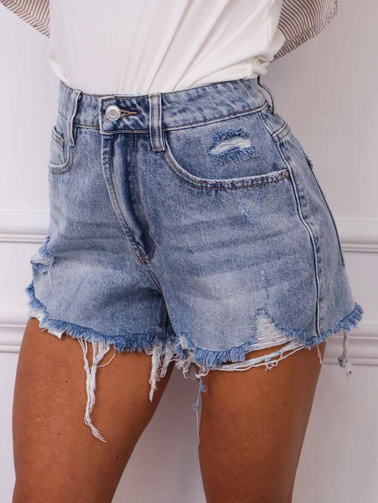 SZORTY JEANSOWE Z PRZETARCIAMI I WYSOKIM STANEM